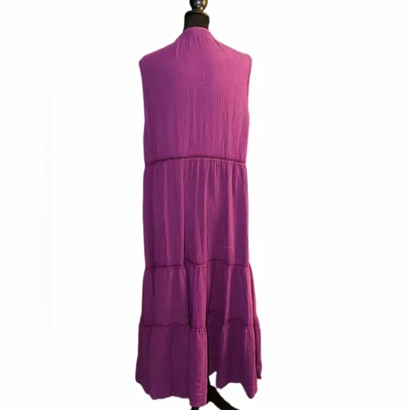 Johnny Was, Calme like new, cotton Purple Gauze Tiered Dress, size xl ๐๐ - Picture 4 of 14